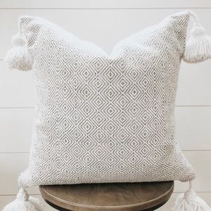 Grey and white mud cloth pillow cover